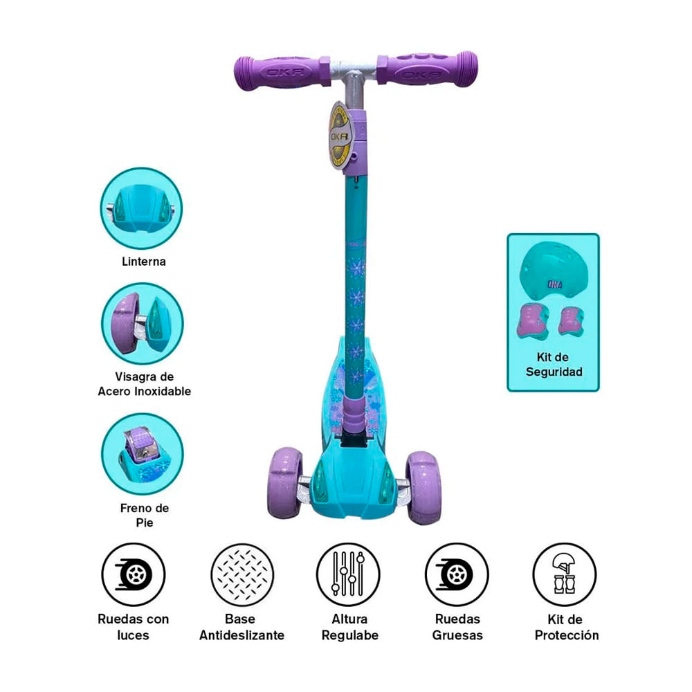 Scooter Infantil Carro + Kit de Protección Mujer Oka