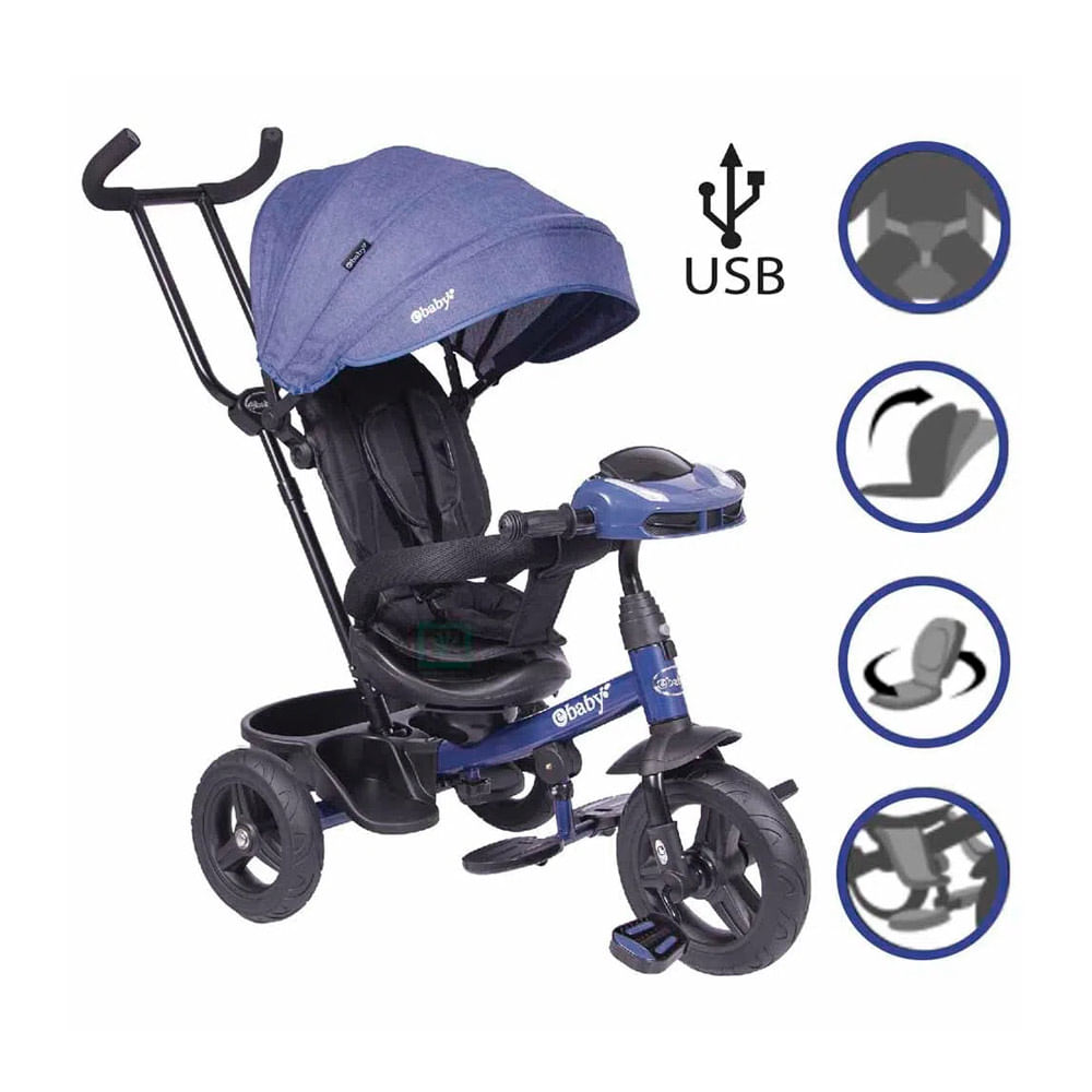 Triciclo Guiador Ebaby ""ESPIN EB380"" BLUE con USB