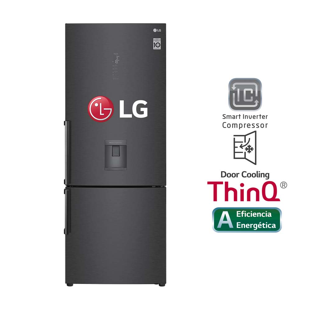 Refrigeradora LG Bottom Freezer 446L GB46TGT con Door Cooling Negro