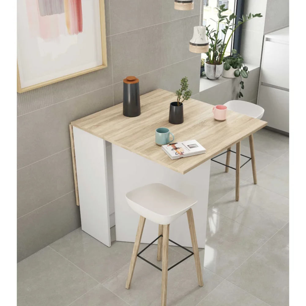 Mesa plegable altura ajustable Blanca 77x50 - Promart