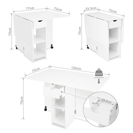 Mesa de Comedor Plegable Kuwait Blanco Mesa de Comedor Plegable Kuwait Blanco