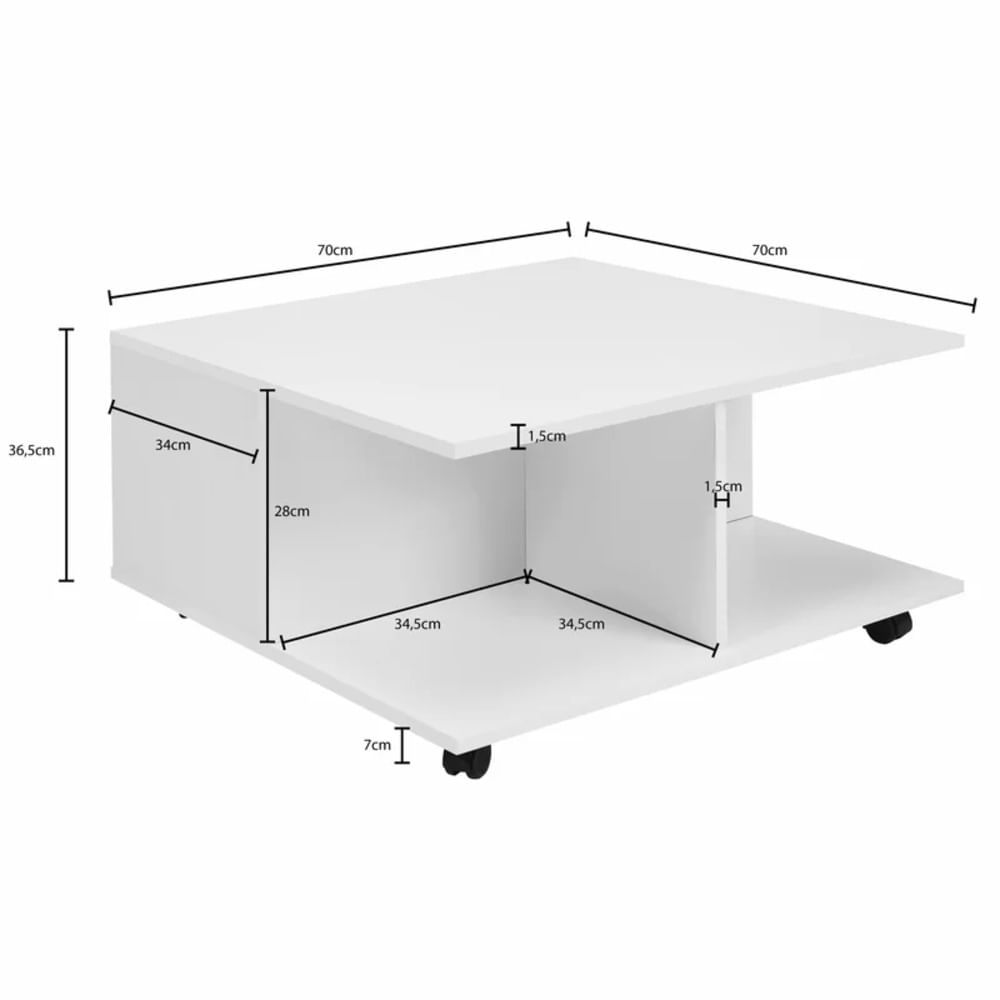 Mesa de Centro Moderna Myers Blanco 2 Cajones Mesa de Centro Moderna Myers Blanco 2 Cajones