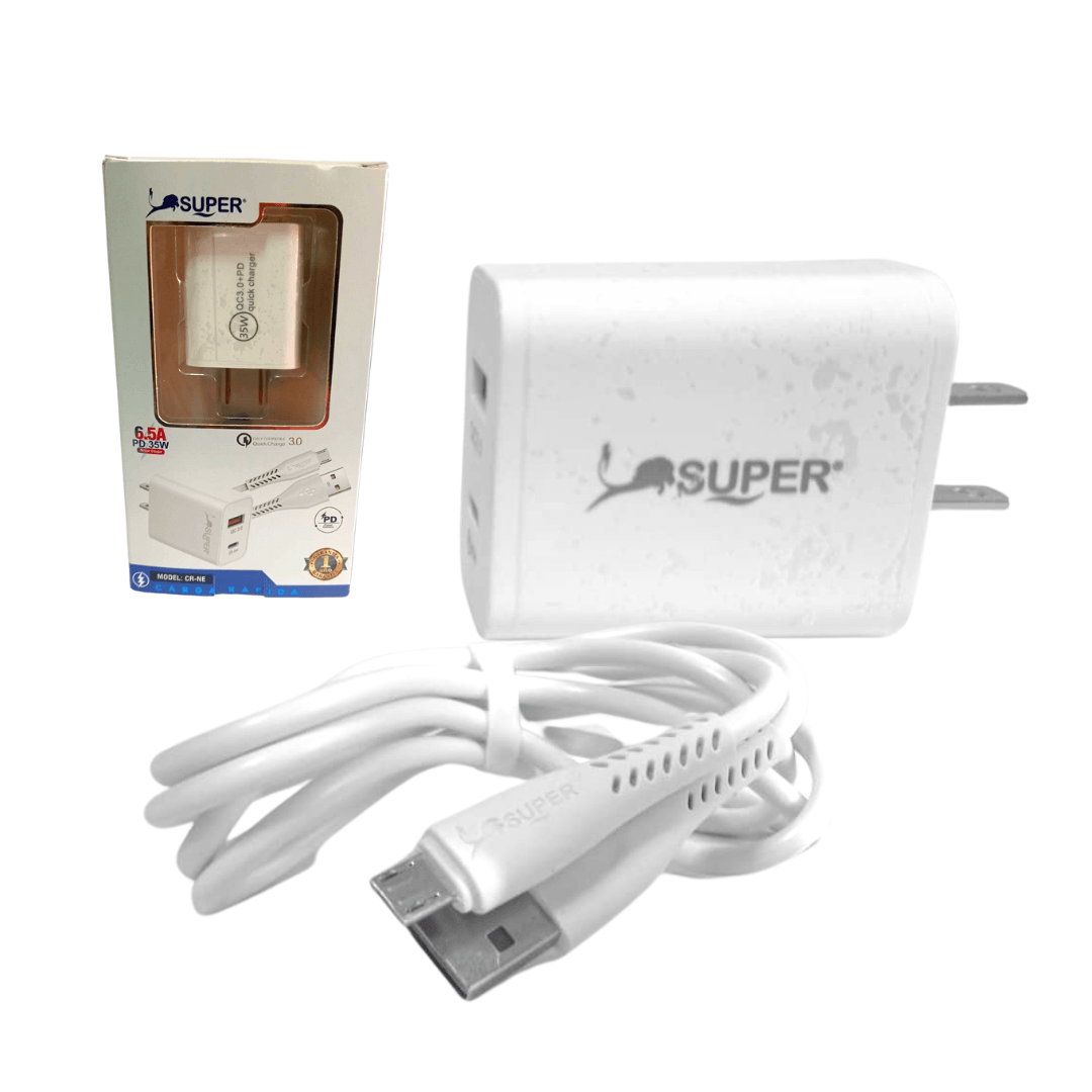 Cargador de Carga Rápida 35w Doble USB-C Incluye Cable Lightning-C 1m LDNIO
