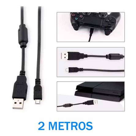 Cable de Carga y Datos para Mando PS4 Dualshock 2 Metros - Promart