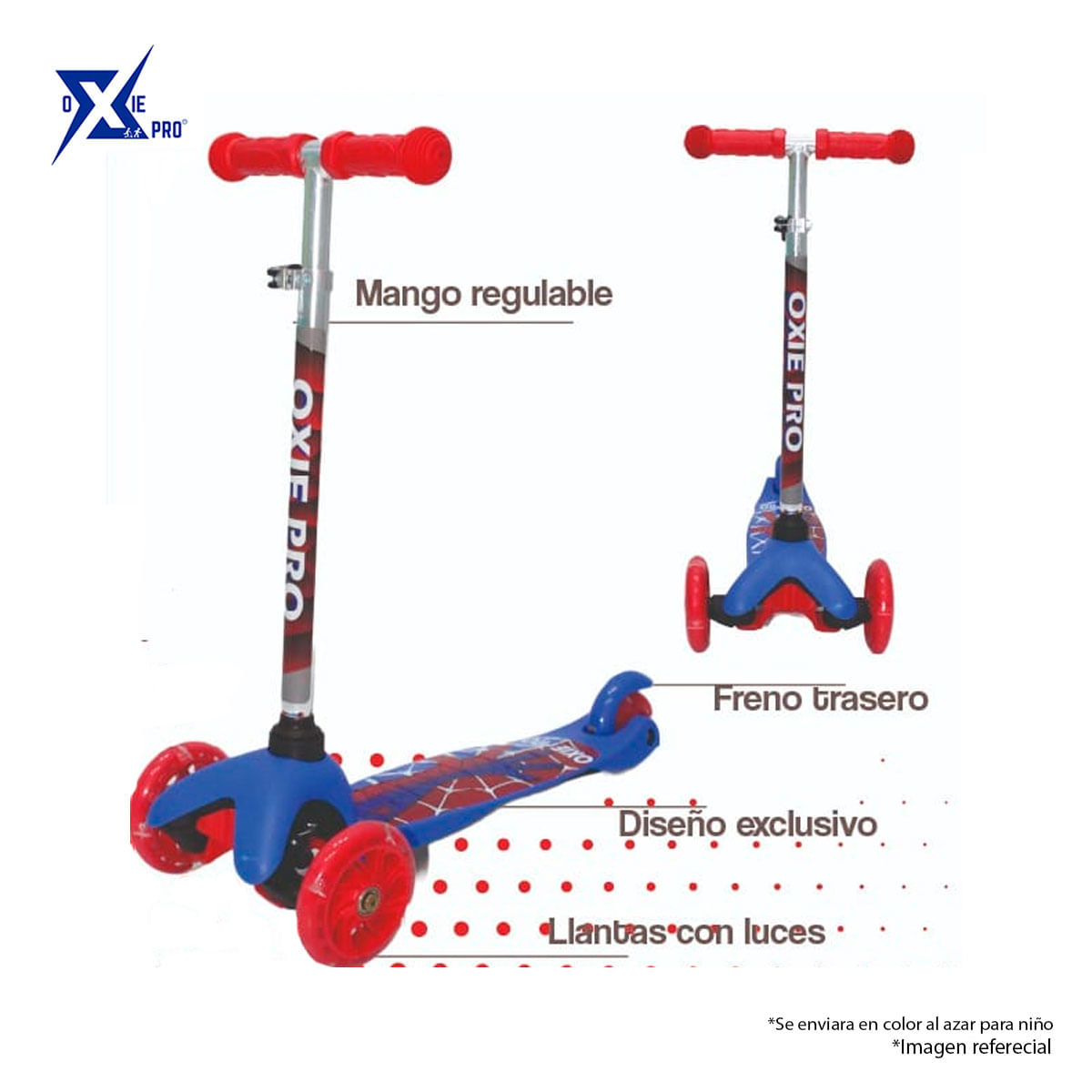 Scooter Infantil con Luces 2 a 5 Años Niño Oxie Pro