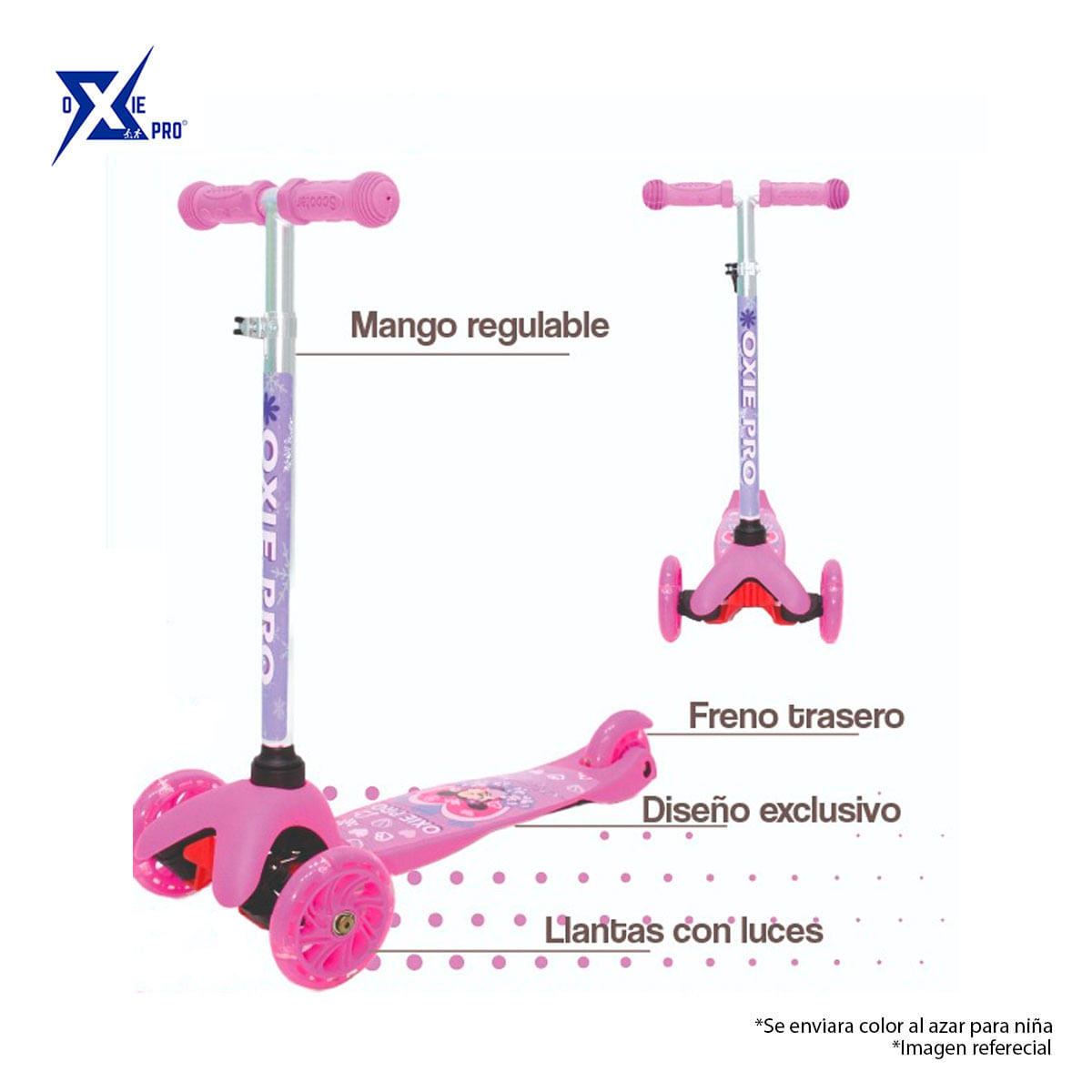 Scooter Infantil con Luces 2 a 5 Años Niña Oxie Pro