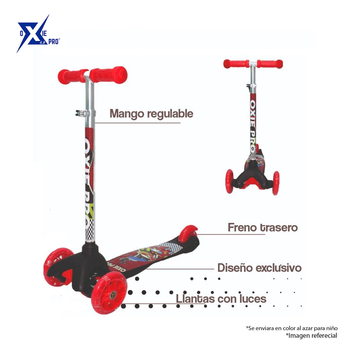Scooter Infantil con Luces 2 a 5 Años Niño Oxie Pro