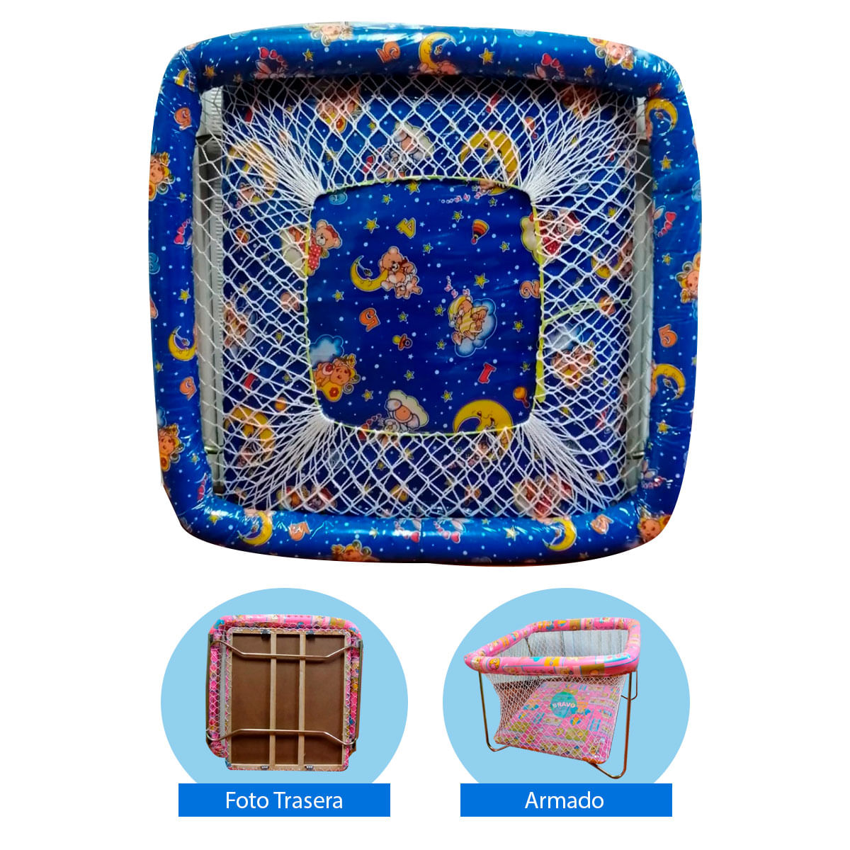 Corral para Bebes Acolchado Económico Cambrel Azul Nacional