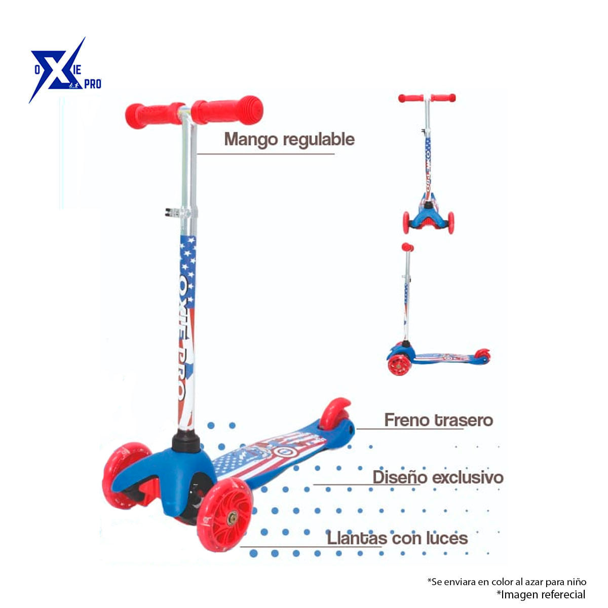 Scooter Infantil con Luces 2 a 5 Años Niño Oxie Pro