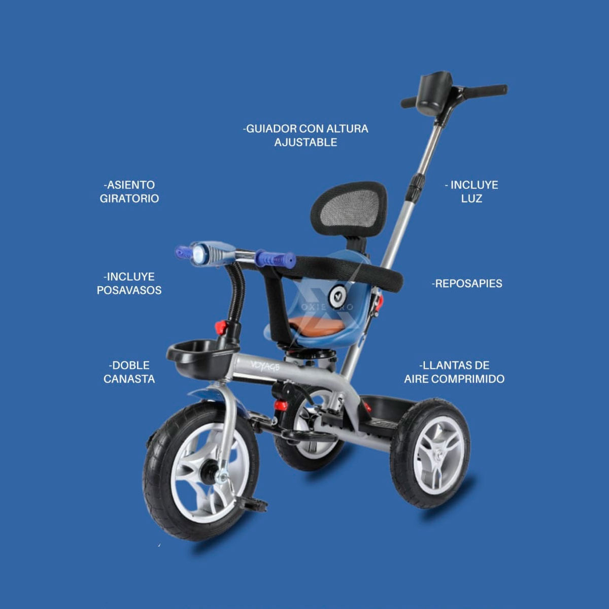 Triciclo Guiador Voyage 3 en 1 Infantil Azul