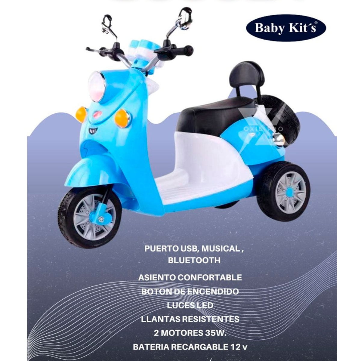 Moto Electrica Infantil Scooby Azul Baby Kits