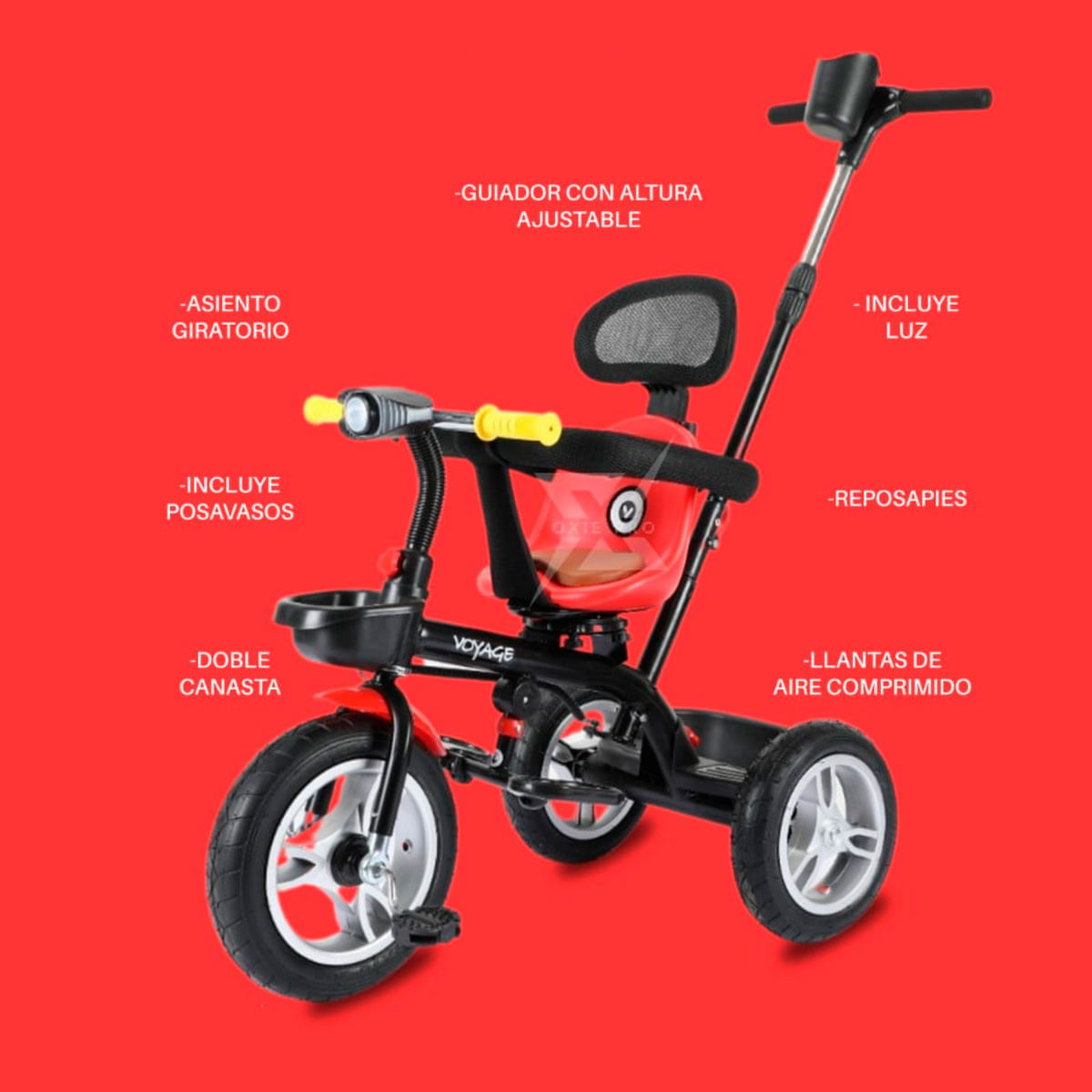 Triciclo Guiador Voyage 3 en 1 Infantil Rojo