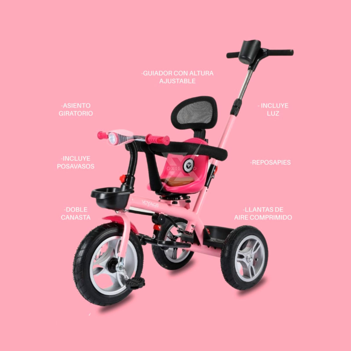 Triciclo Guiador Voyage 3 en 1 Infantil Rosado