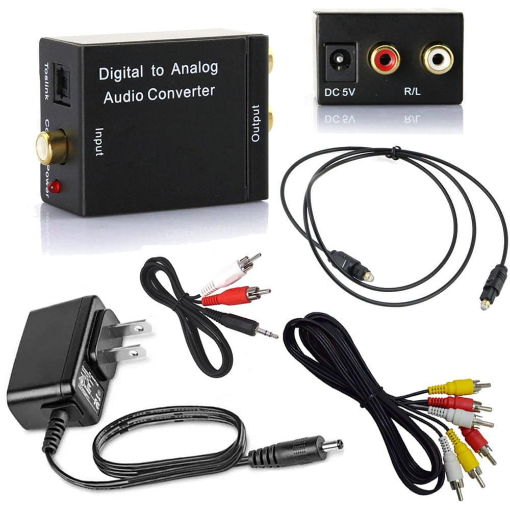 Kit Convertidor de Audio Optico Digital a RCA + Cable Optico RCA Aux