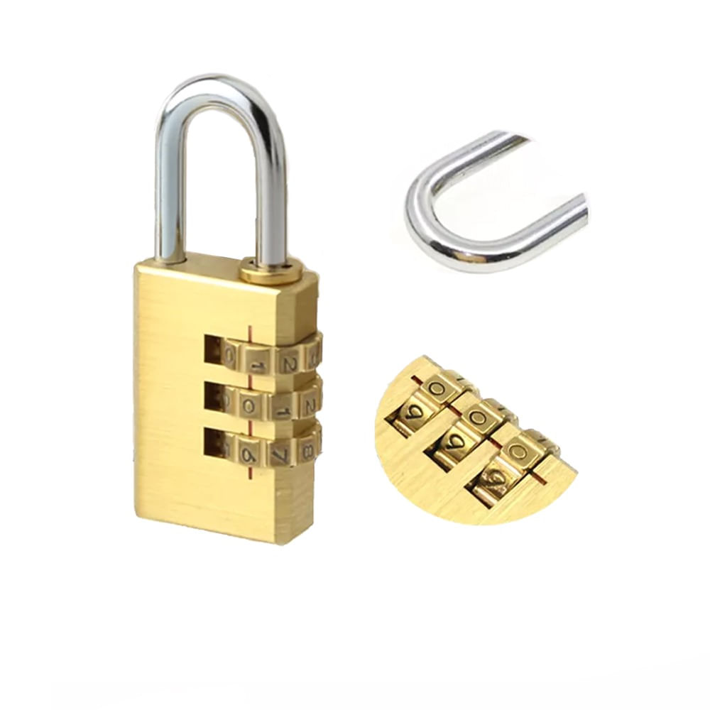 Candado Seguridad Mochilas Casillero Maleta Viaje 3 Dígitos ch04A Dorado