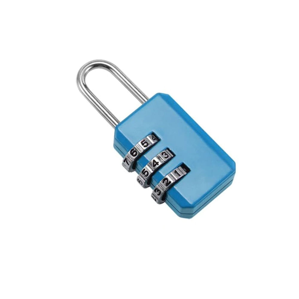 Candado Seguridad Mochilas Casillero Maleta Viaje 3 Dígitos Azul