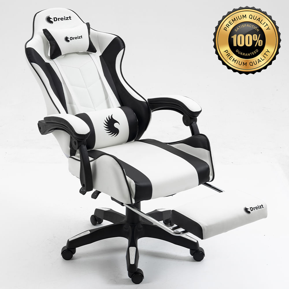 Silla Gamer Ergonómica Dreizt Shine Series Blanco Con Posapies Reclinable Silla Gamer Ergonómica Dreizt Shine Series Blanco Con Posapies Reclinable