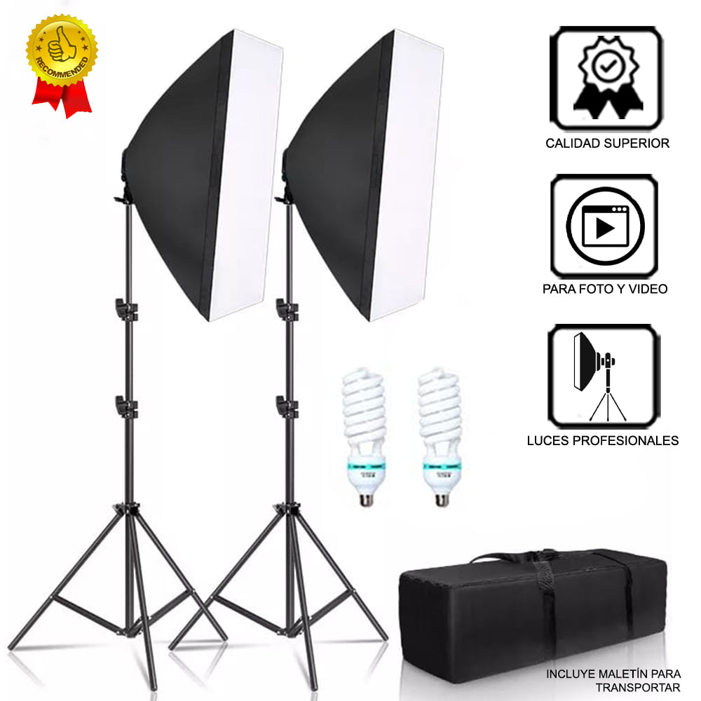Kit de Iluminación Soft Box para Fotografía y Video Con Parantes Profesional FYI260011 Interlud Kit de Iluminación Soft Box para Fotografía y Video Con Parantes Profesional FYI260011 Interlud