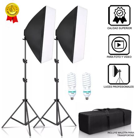 Kit de Iluminación Soft Box para Fotografía y Video Con Parantes Profesional FYI260011 Interlud