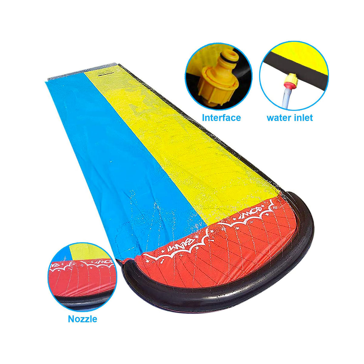 Tobogán Deslizador De Agua Doble Carril Para Césped Juego