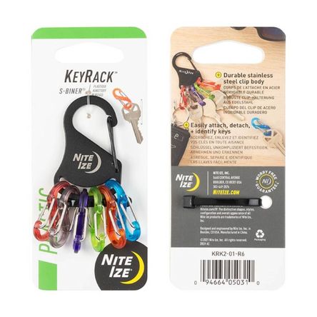 Llavero Key Rack Negro con Mosquetones S-Biner #0 de Colores