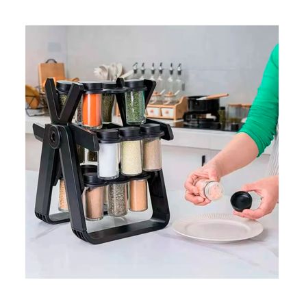 Set De Condimentero Ruleta 18 piezas Negro Set De Condimentero Ruleta 18 piezas Negro