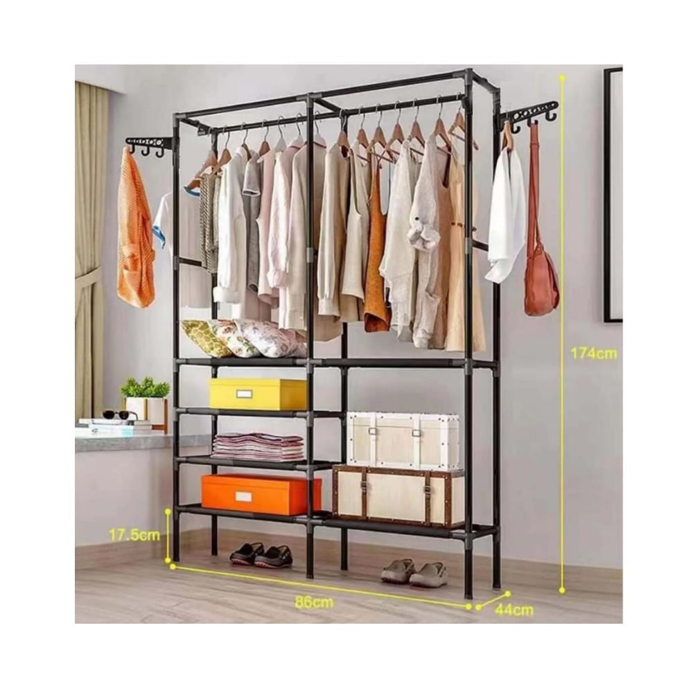 Ropero Perchero Organizador Armario Closet Armable 2 Cuerpos