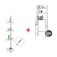 Pack Estante Organizador de Baño 3 Niveles + Esquinero Organizador 4 Niveles Ajustable