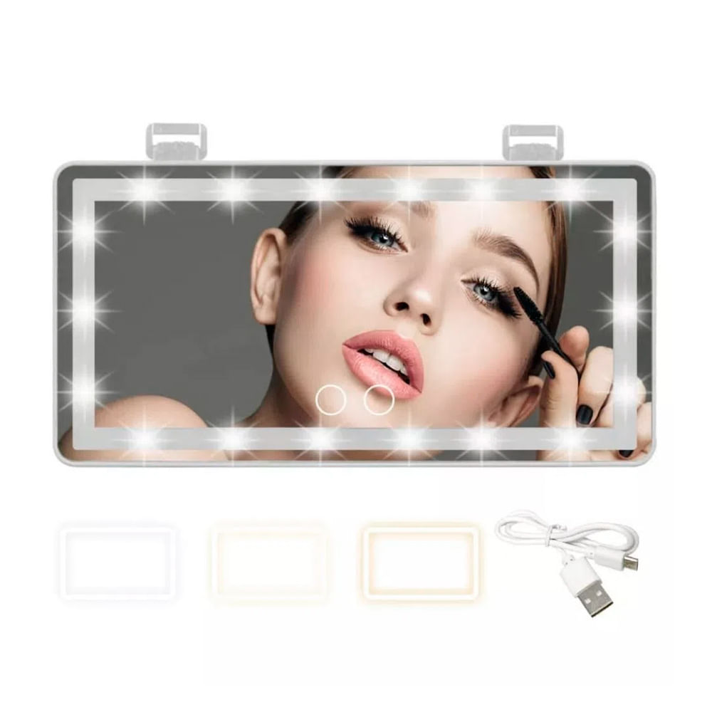 Espejo De Maquillaje Portatil Con Luz LED Bateria Recargable USB Calidad  TOP