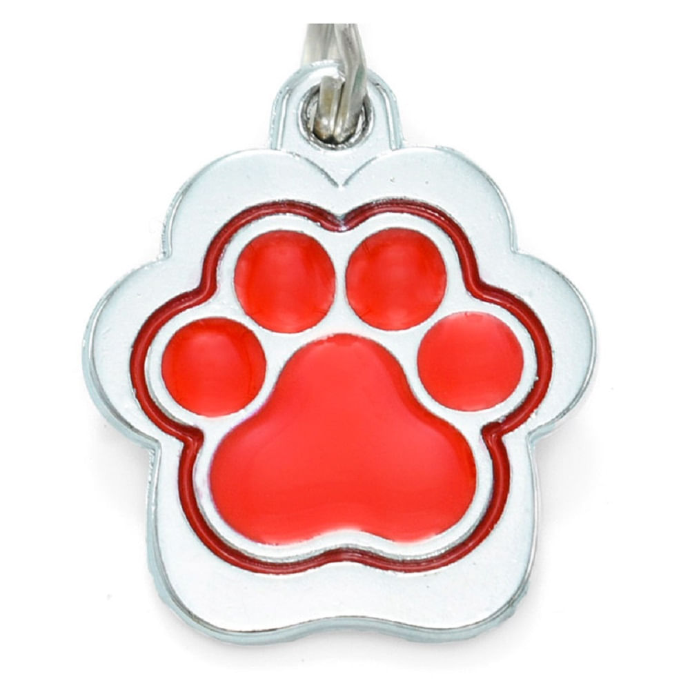 Placa de Identificación para Perros Huella Rainbow Rojo Pequeño Placa de Identificación para Perros Huella Rainbow Rojo Pequeño