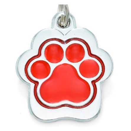 Placa de Identificación para Perros Huella Rainbow Rojo Pequeño CAT OH