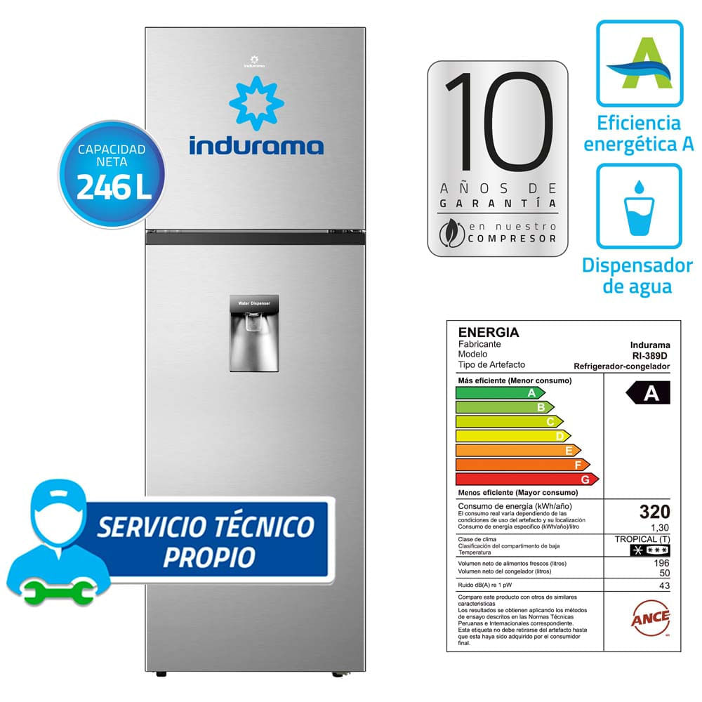 Refrigeradora INDURAMA 247L No Frost RI-389D Croma