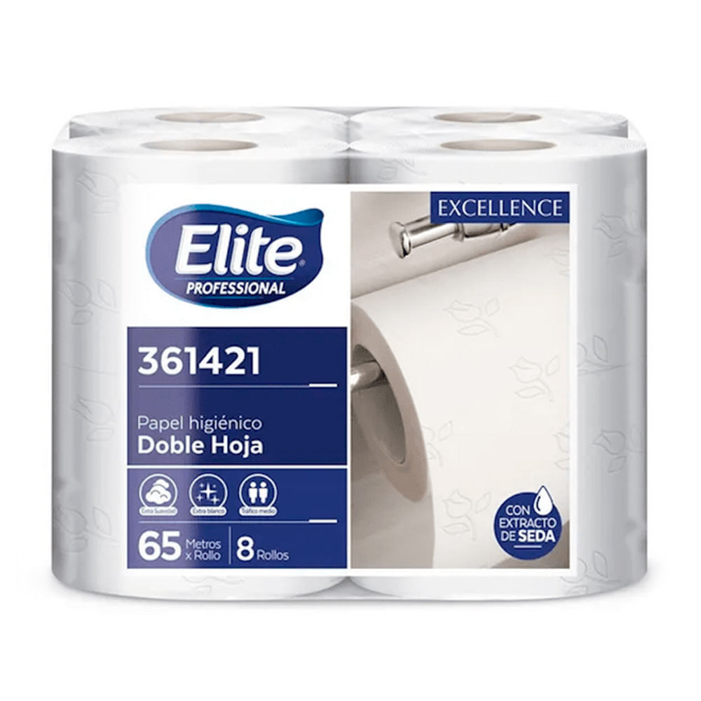 Papel Higiénico Elite Excellence Doble Hoja 65 Metros 8 Rollos