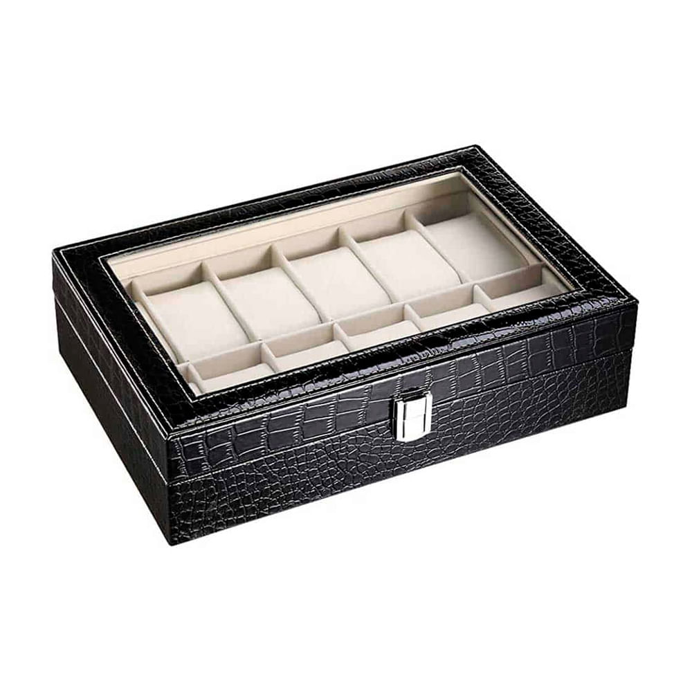 Organizador Porta Reloj Diseño Piel de Cocodrilo Caja 12 Relojes N Megimperu