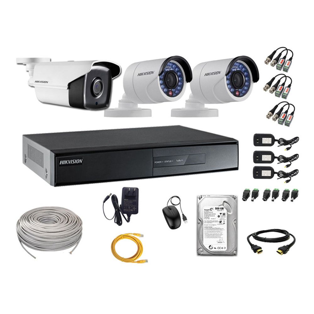 Kit 3 Cámaras de Seguridad Exterior Varifocal Hikvision Hd