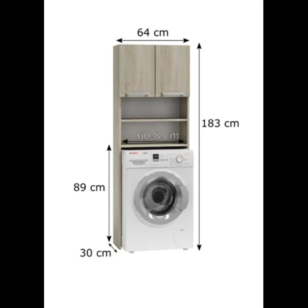 Mueble Organizador para Lavadora Alto 183cm Natural