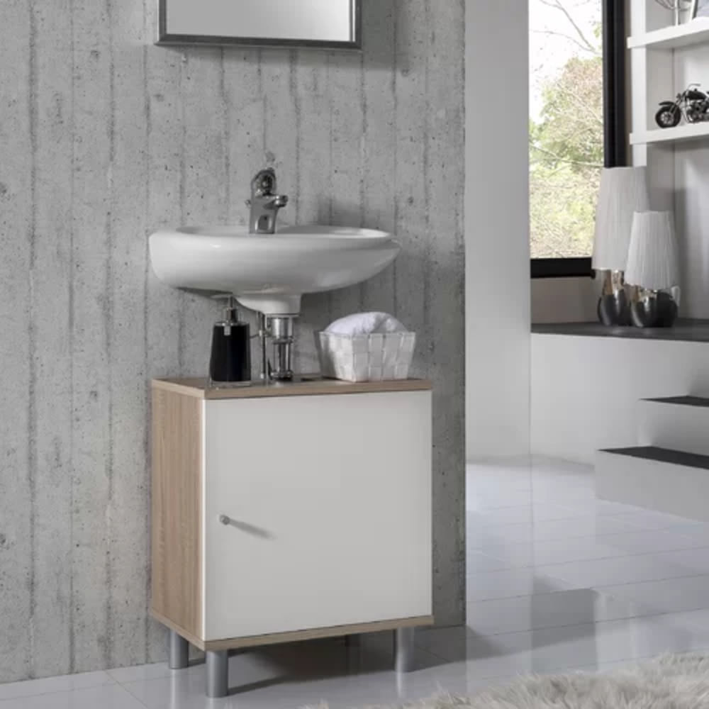 Mueble de Baño Moderno Carlos Color Roble/Blanco