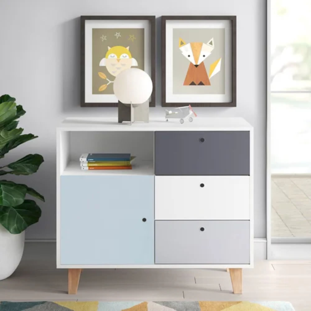 Cómoda Infantil Vintage Nokeri Celeste Cómoda Infantil Vintage Nokeri Celeste