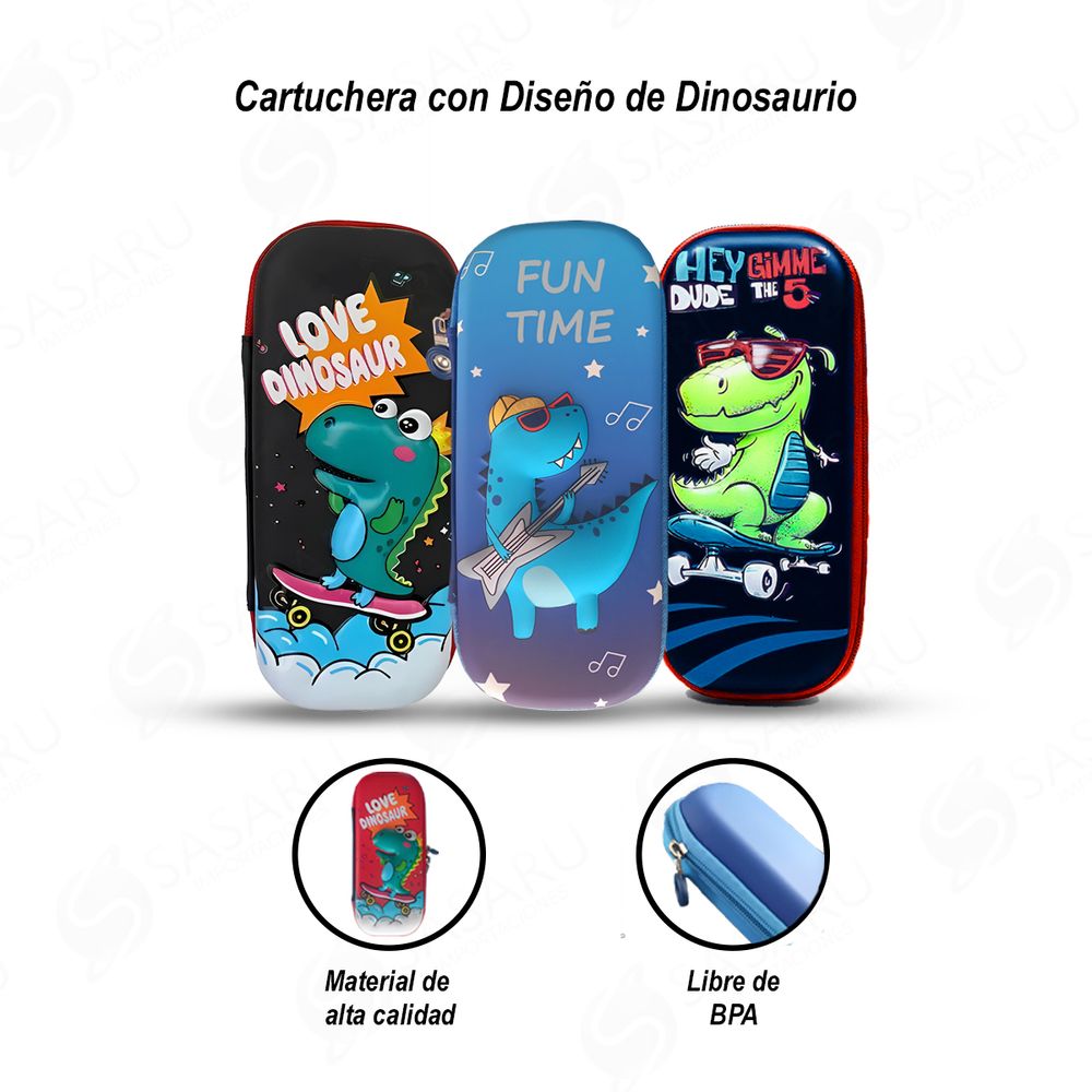 Cartuchera Diseño de Dinosaurio con Doble Compartimiento Infantil Cartuchera Diseño de Dinosaurio con Doble Compartimiento Infantil
