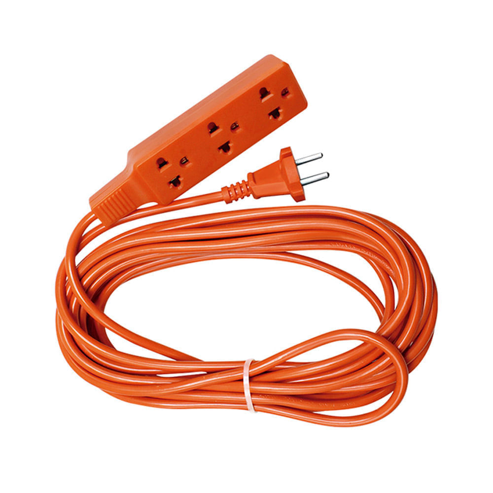 Extensión eléctrica 3 toma corriente 25ft Kamasa