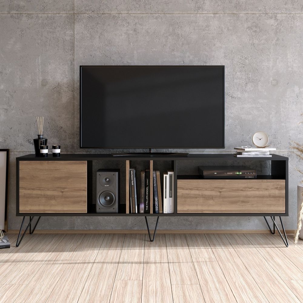 Mesa de Tv Minimalista Georgina Ventitas Perú Negro y Duna Mesa de Tv Minimalista Georgina Ventitas Perú Negro y Duna