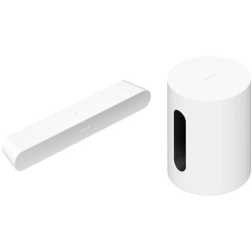 Barra de sonido Sonos Ray con kit de subwoofer inalámbrico Sub Mini (blanco)