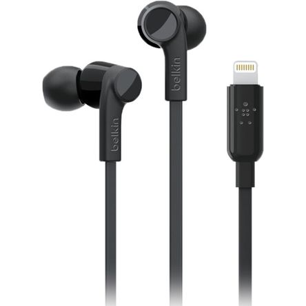 Auriculares intrauditivos Belkin RockStar con conector Lightning (negro)