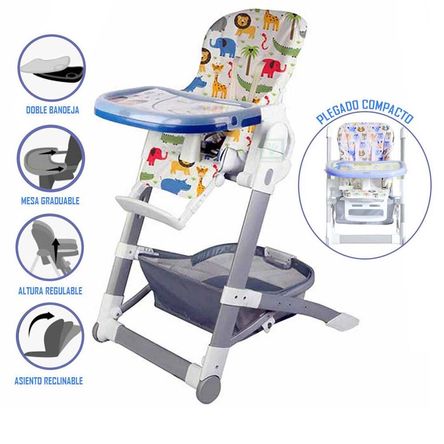 Silla de Comer Ebaby CAMI 620-1 Regulable Azul