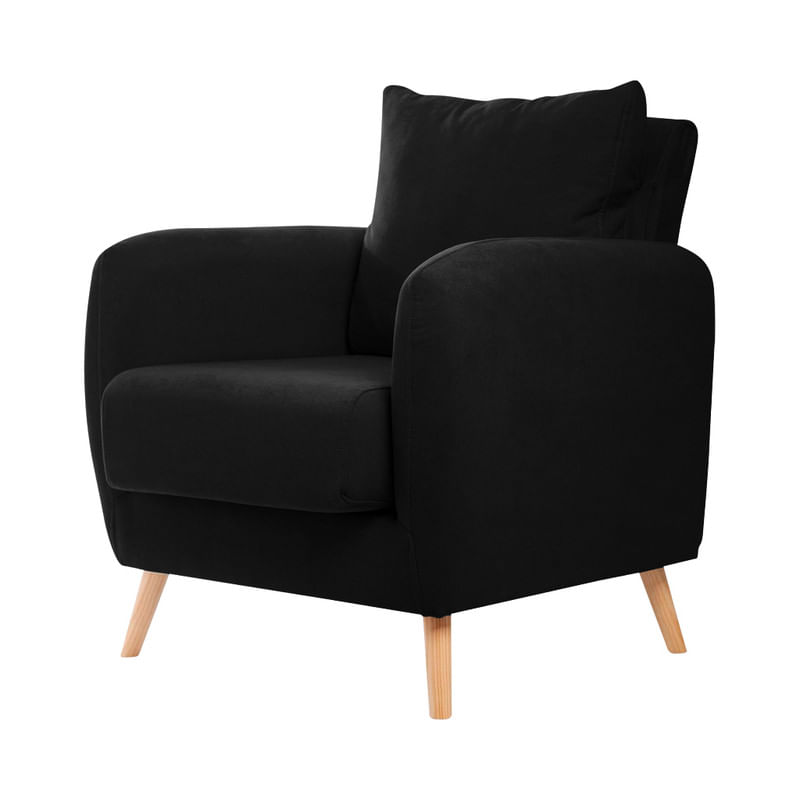 Sillon hinchable Aterciopelado de Color Negro Grande - Promart