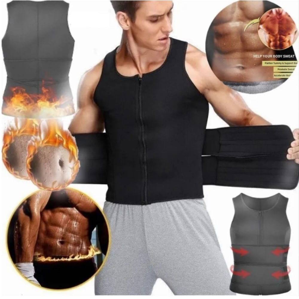 Faja Chaleco Térmico Reductor Hombre Fitness Bajar Peso - S