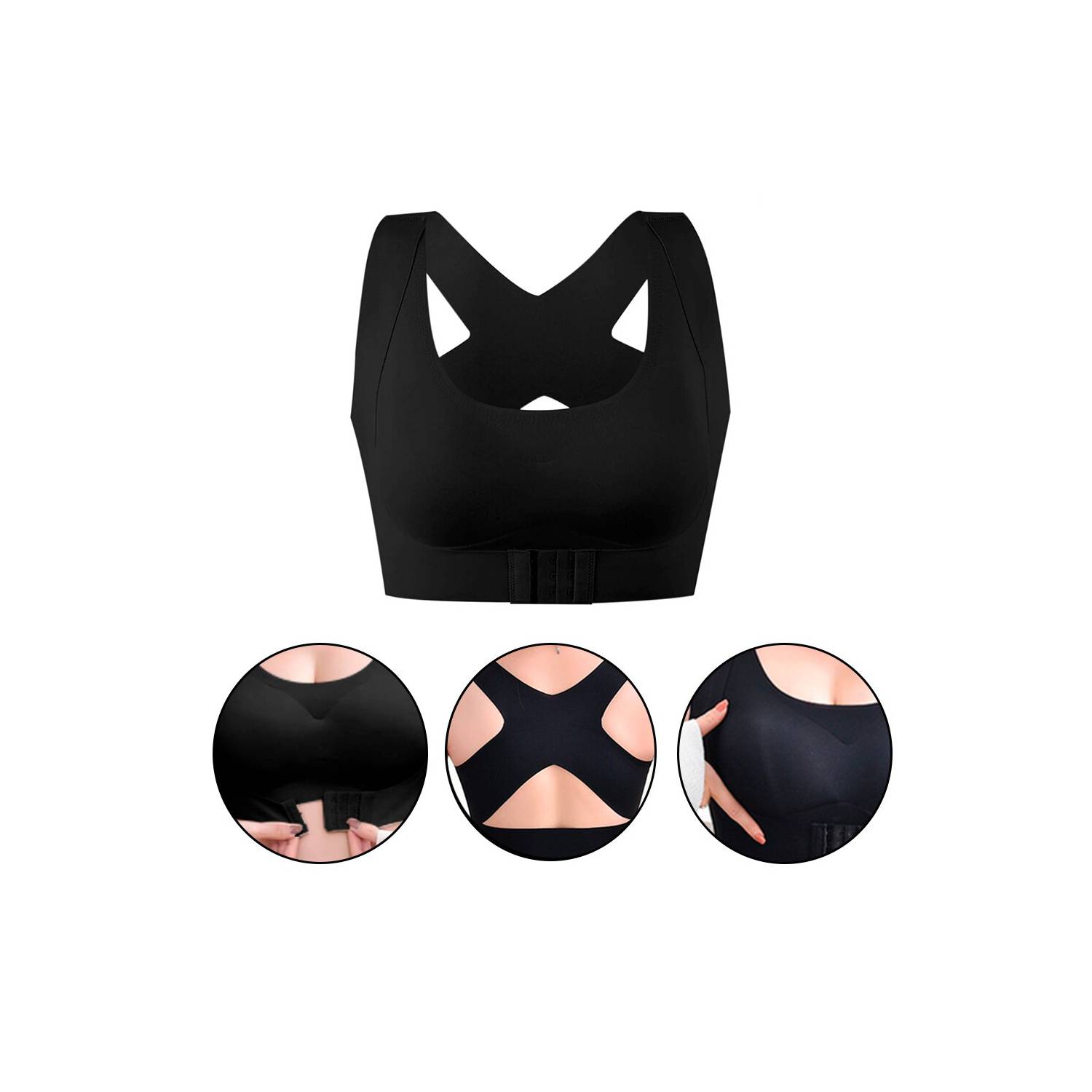 Brasier Reafirmante Corrector de Postura Negro -S