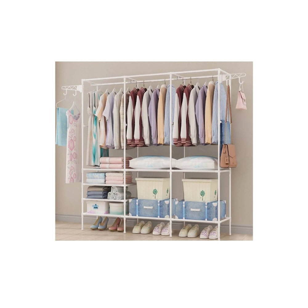 Ropero Perchero Organizador Armario Closet Armable 3 Cuerpos -Blanco