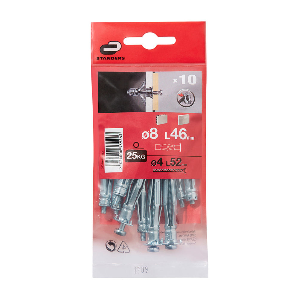 Tornillo + Tarugo 8x46mm x 10 unidades Standers