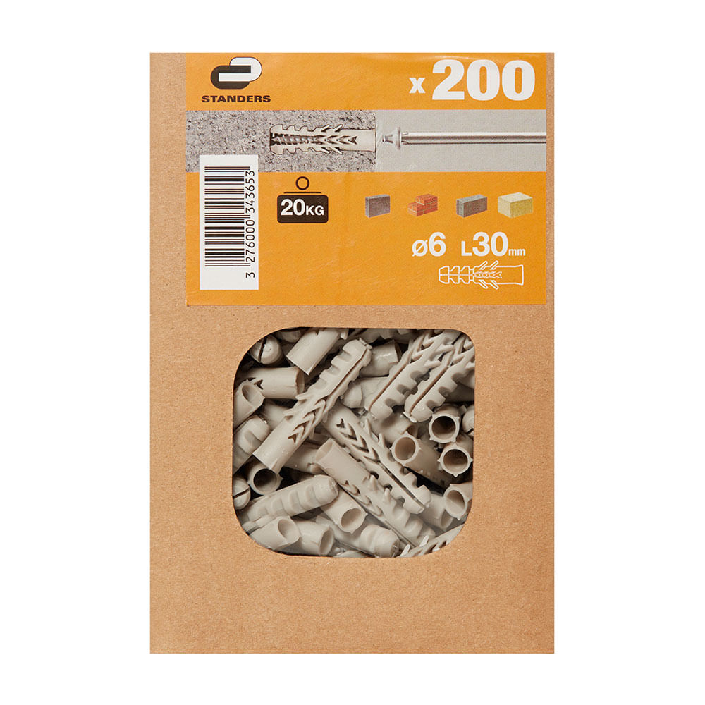 Tarugo 6x30mm x 200 unidades Standers